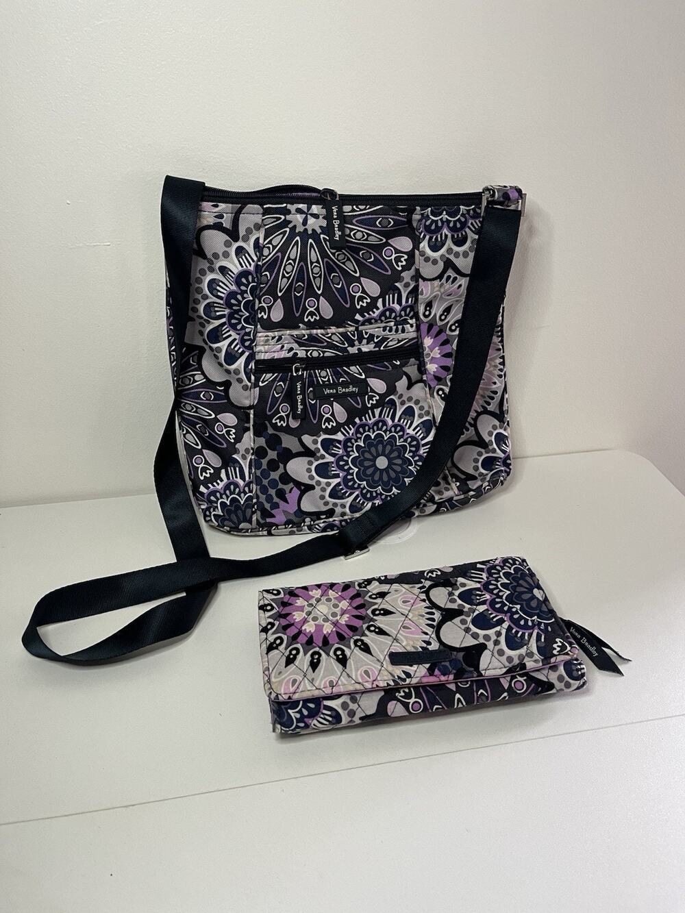 Vera Bradley Mimosa Medallion Hipster Crossbody Bag W Matching Trifold Wallet